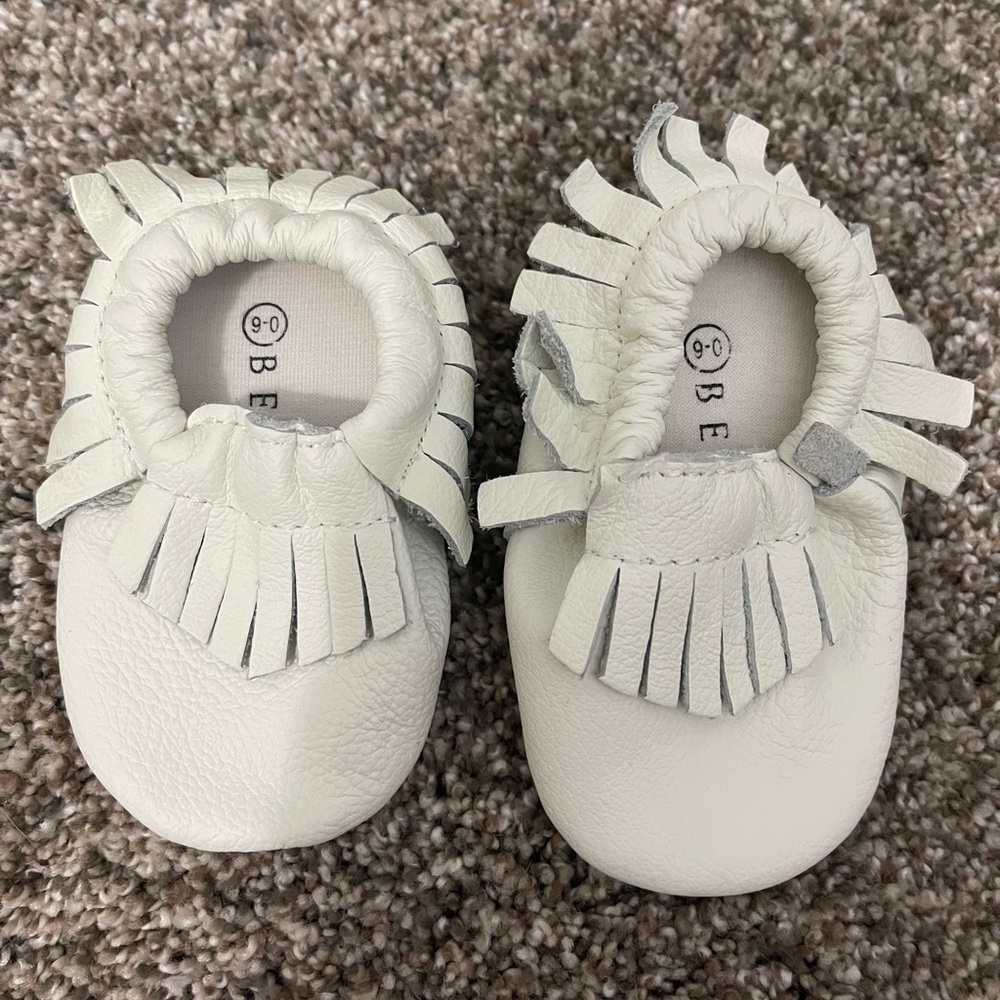 Never worn Bella baby moccasin | 6 month | white